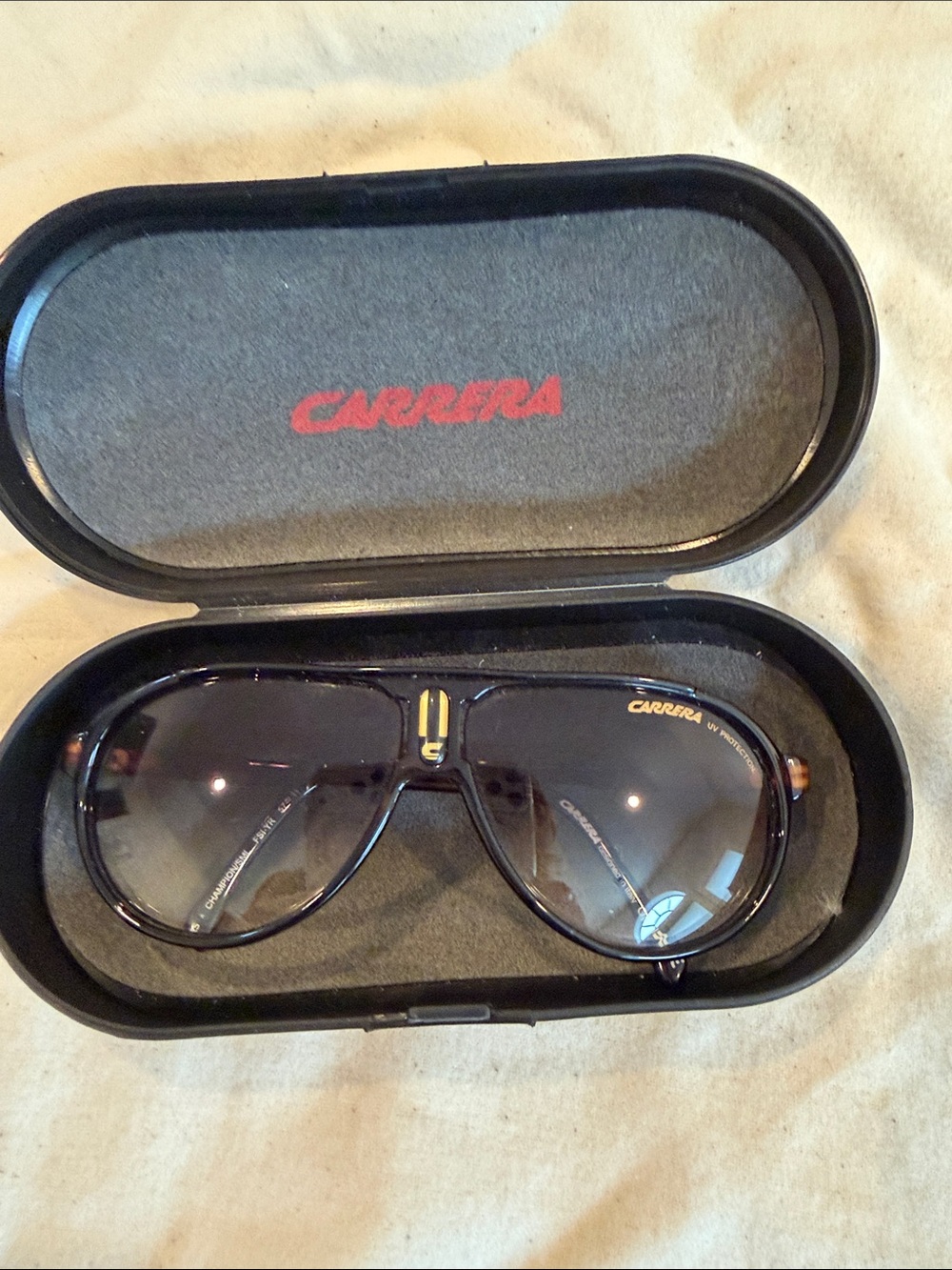 Carrera Men’s Black and Gold Aviator Sunglasses - Carrera